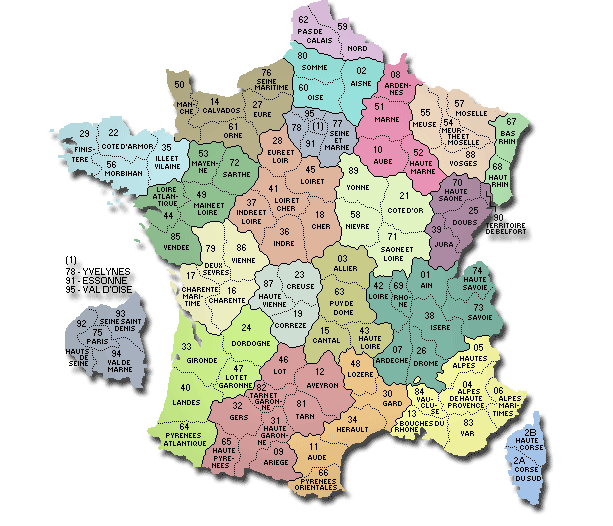 Carte de France avec départements